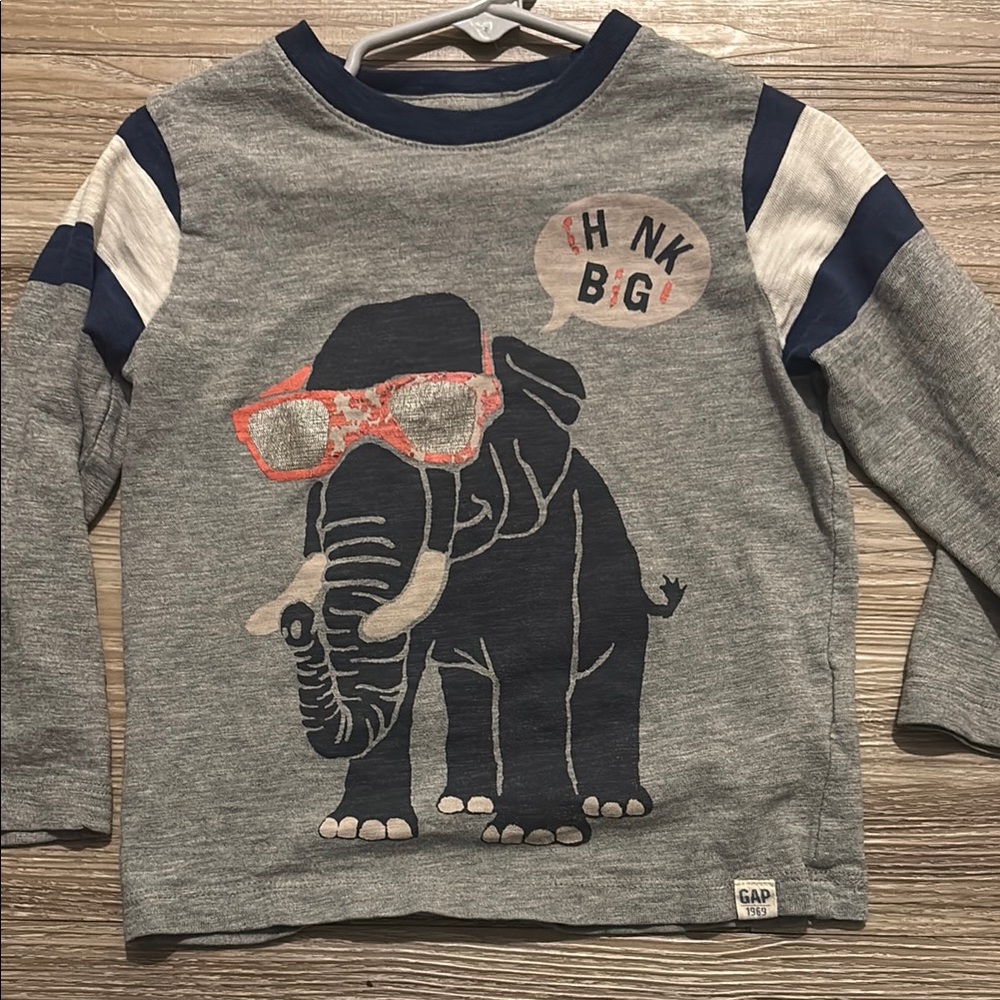 Baby GAP Gray Long Sleeve Tee with Woolly Mammoth Graphic
